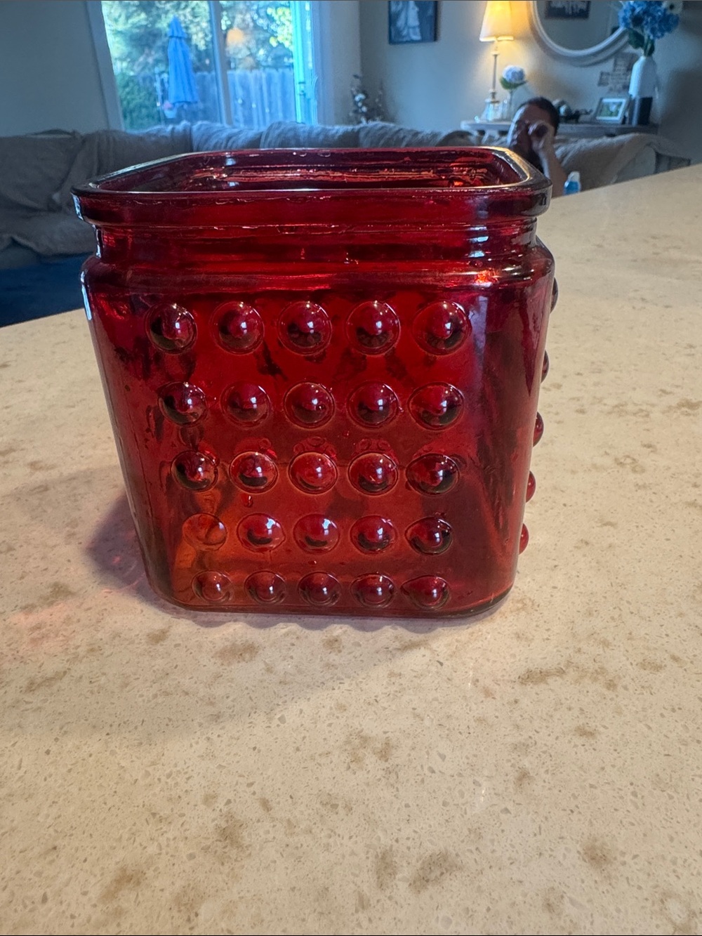 Red Glass Hobnail Decorative Vase - Unbranded